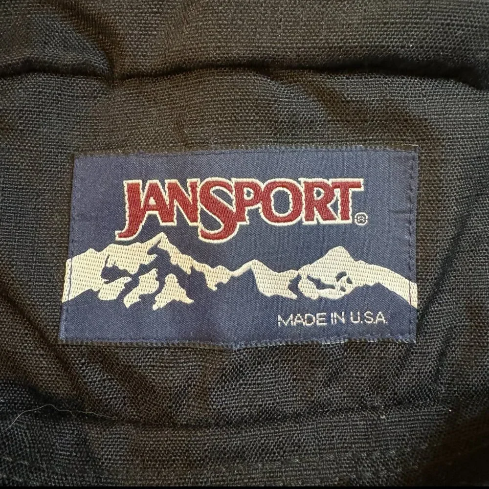 Vintage JanSport Black Large Outdoor Hiking Fanny Pack Waist Bag w/ Water Bottle